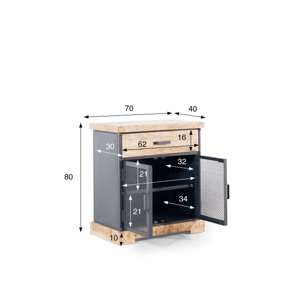 Petit buffet style industriel en métal et bois - Cambridge