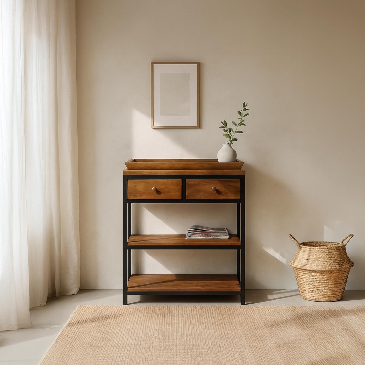 Console en bois naturel et pieds en métal - Modula Console en bois naturel et pieds en métal - Modula