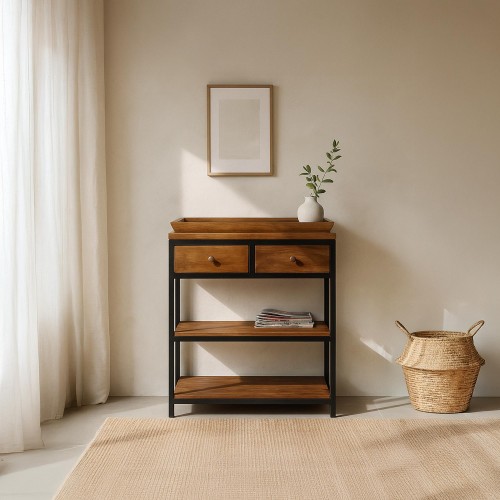 Console en bois naturel et pieds en métal - Modula