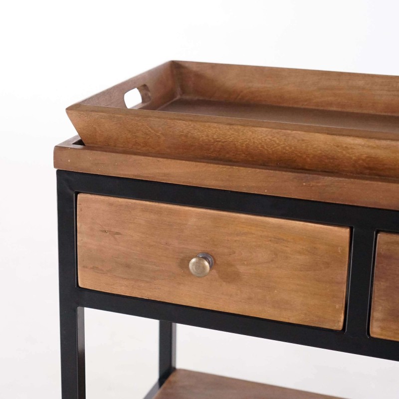 Console en bois naturel et pieds en métal - Modula