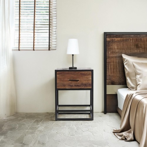 Table de chevet en bois recyclé - Recycled