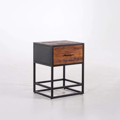 Table de chevet en bois recyclé - Recycled