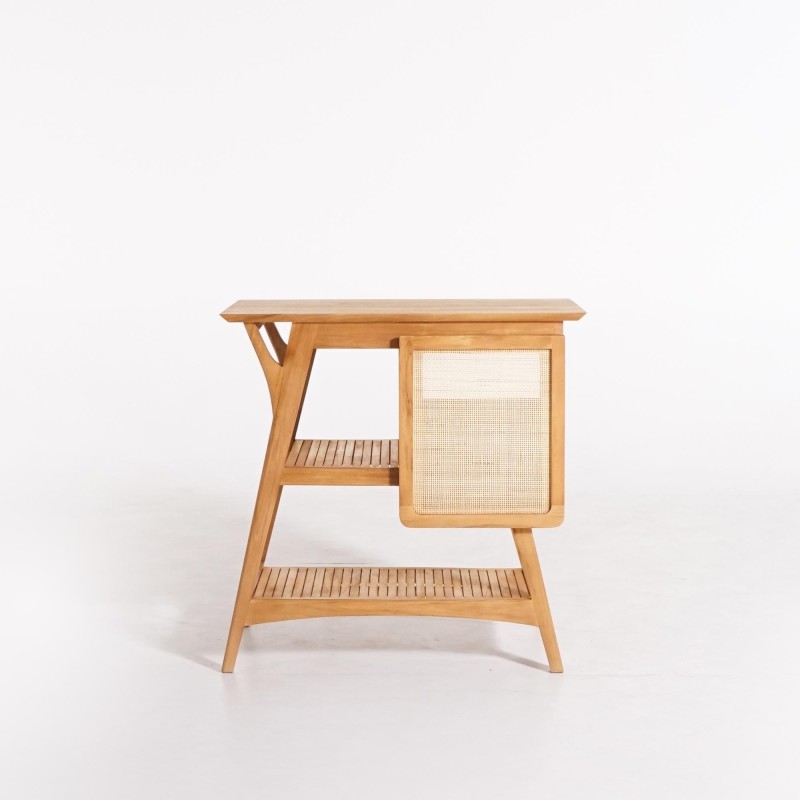 Meuble de salle de bain bois teck massif simple vasque 80 cm - Kalindi Meuble de salle de bain bois teck massif simple vasque 80 cm - Kalindi