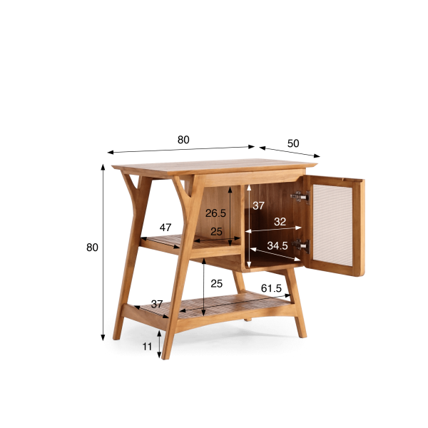 Meuble de salle de bain bois teck massif simple vasque 80 cm - Kalindi