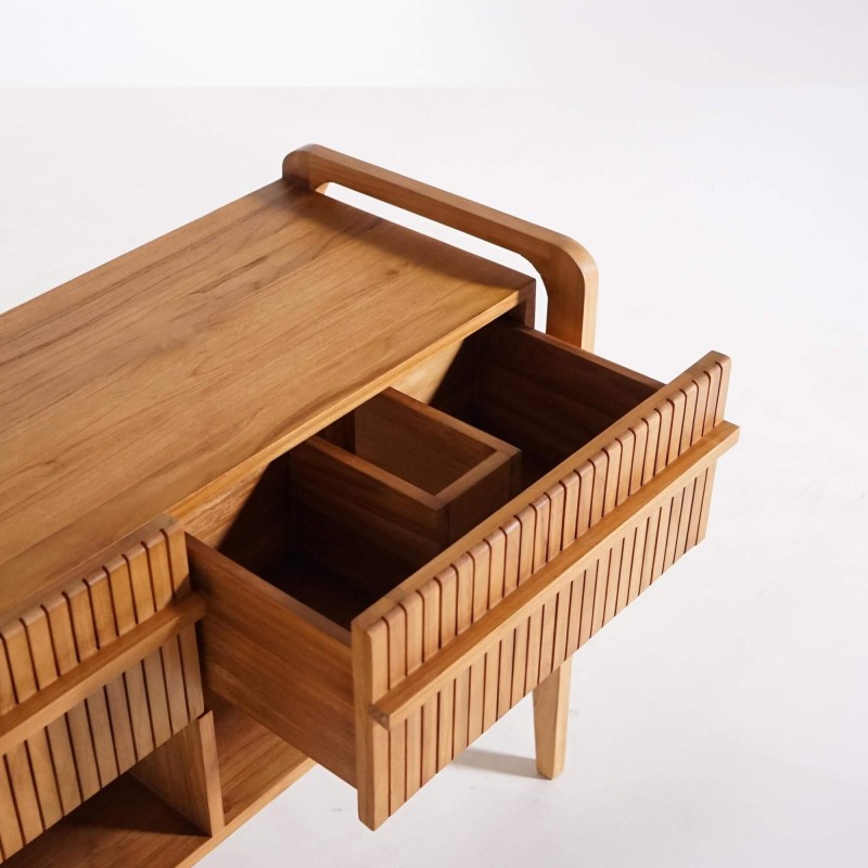 Meuble de salle de bain bois teck massif double vasque 120 cm - Devika Meuble de salle de bain bois teck massif double vasque 120 cm - Devika