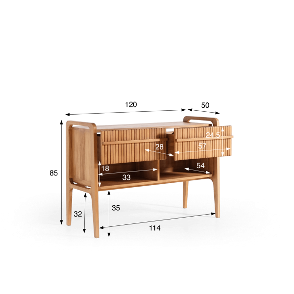Meuble de salle de bain bois teck massif double vasque 120 cm - Devika