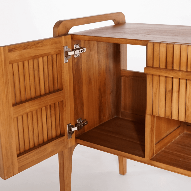 Meuble de salle de bain bois teck massif simple vasque 80 cm - Devika