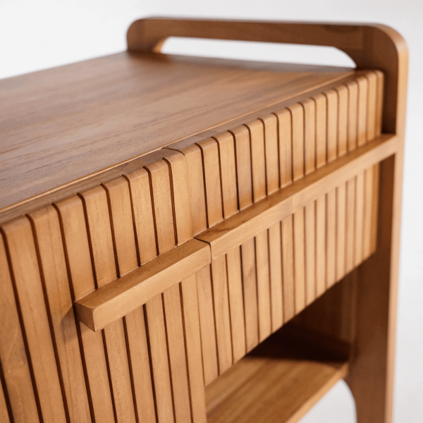 Meuble de salle de bain bois teck massif simple vasque 80 cm - Devika