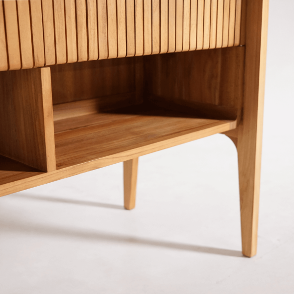 Meuble de salle de bain bois teck massif simple vasque 80 cm - Devika