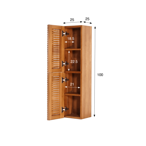 Colonne de salle de bain en bois massif de teck - Devika