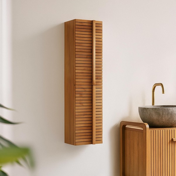 Colonne de salle de bain en bois massif de teck - Devika