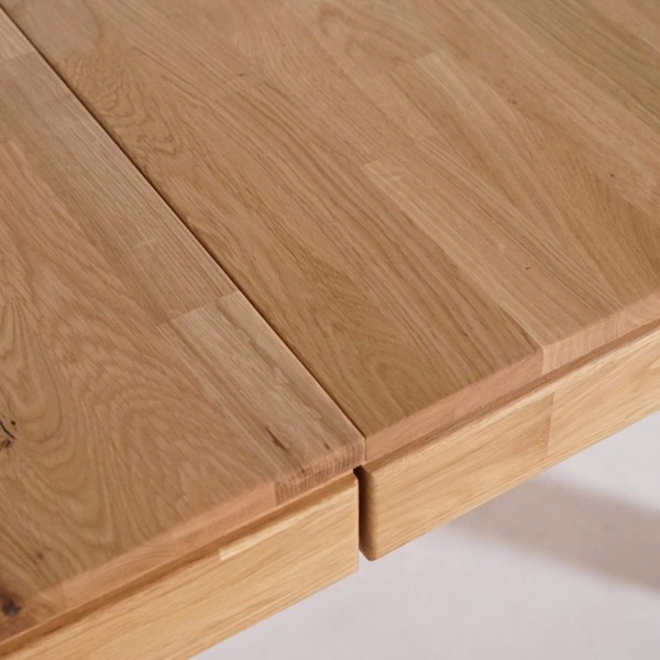 Table à manger en bois de chêne 140 x 90 cm avec allonges de 2 x 40 cm