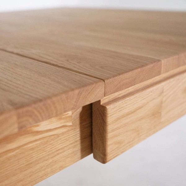 Table à manger en bois de chêne 140 x 90 cm avec allonges de 2 x 40 cm