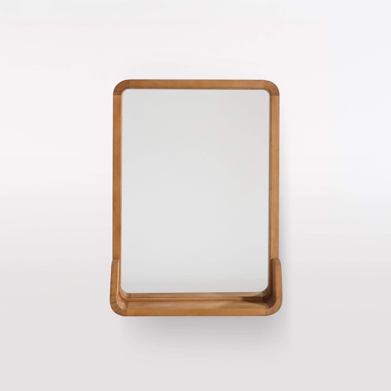 Miroir rectangulaire en bois de teck avec étagère Miroir rectangulaire en bois de teck avec étagère