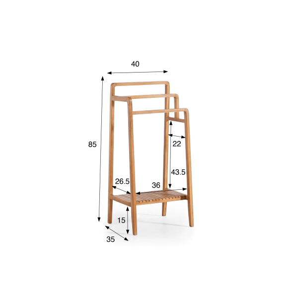 Porte serviettes de salle de bain en bois massif de teck - Devika