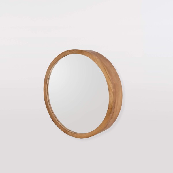 Miroir de salle de bain rond avec compartiment de rangement - Devika