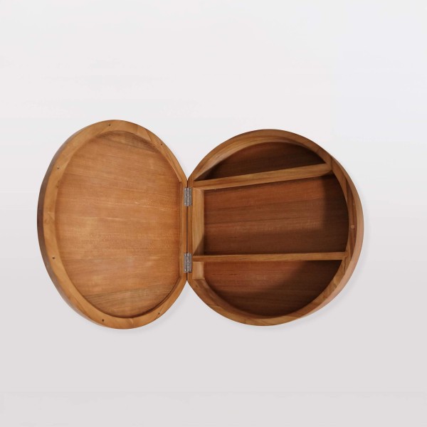 Miroir de salle de bain rond avec compartiment de rangement - Devika