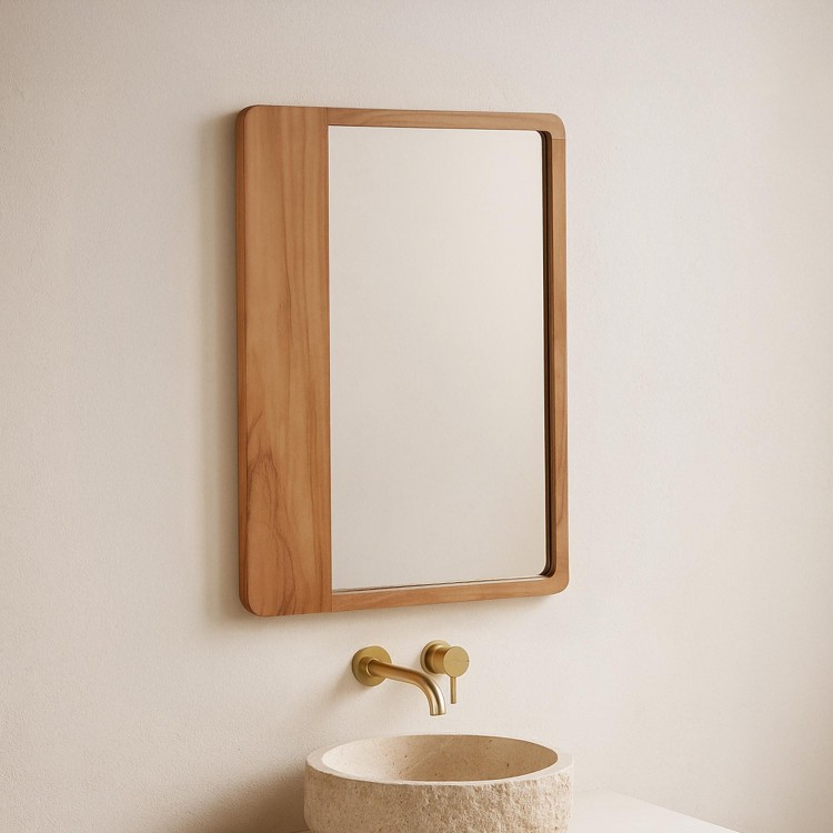 Miroir rectangulaire en bois de teck