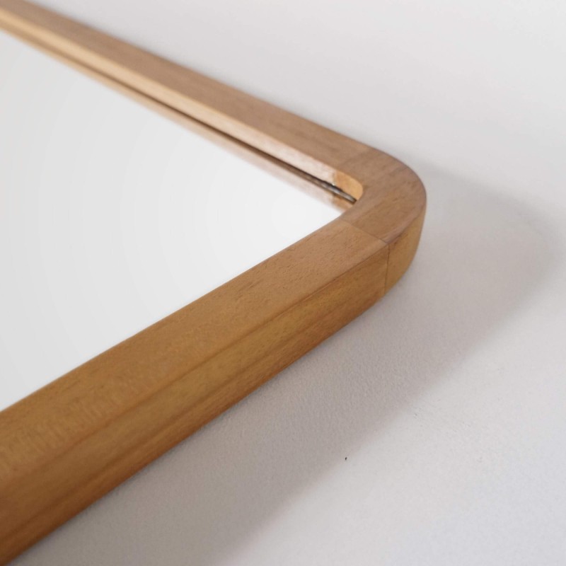 Miroir de salle de bain 120 x 70 cm avec bord en bois de teck - Devika