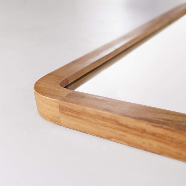 Miroir de salle de bain 120 x 70 cm avec bord en bois de teck - Devika