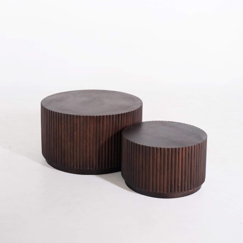 Ensemble de 2 tables basses en bois massif - Sohana