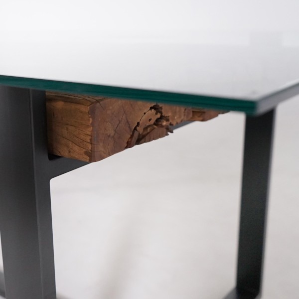 Table à manger rectangulaire en verre et traverses de chemin de fer - Railwood