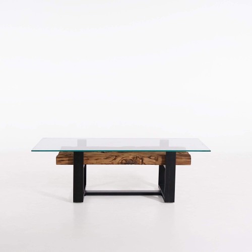 Table basse en verre et traverses de chemin de fer - Railwood