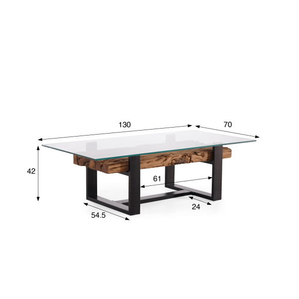 Table basse en verre et traverses de chemin de fer - Railwood