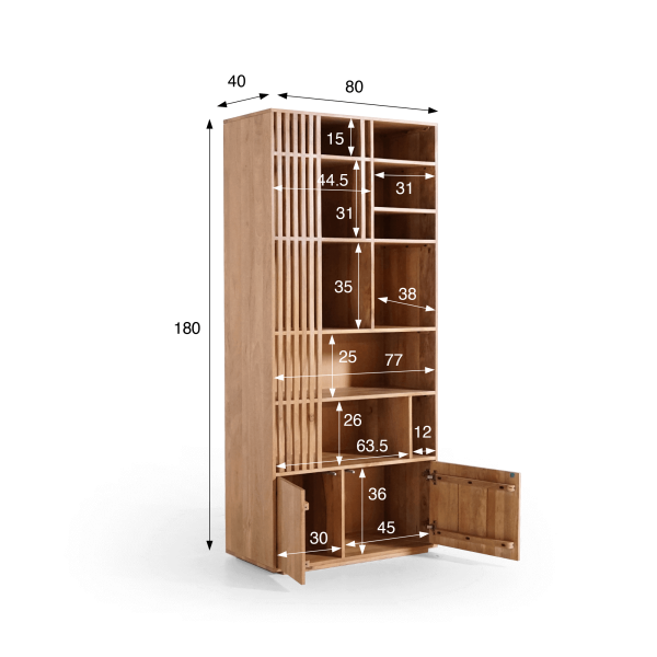 Bibliothèque étagère en bois de manguier - Linoa