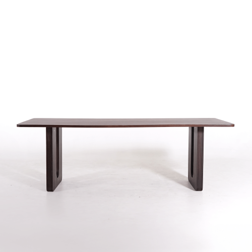 Table à manger en bois massif de manguier, finition marron intense - Noba