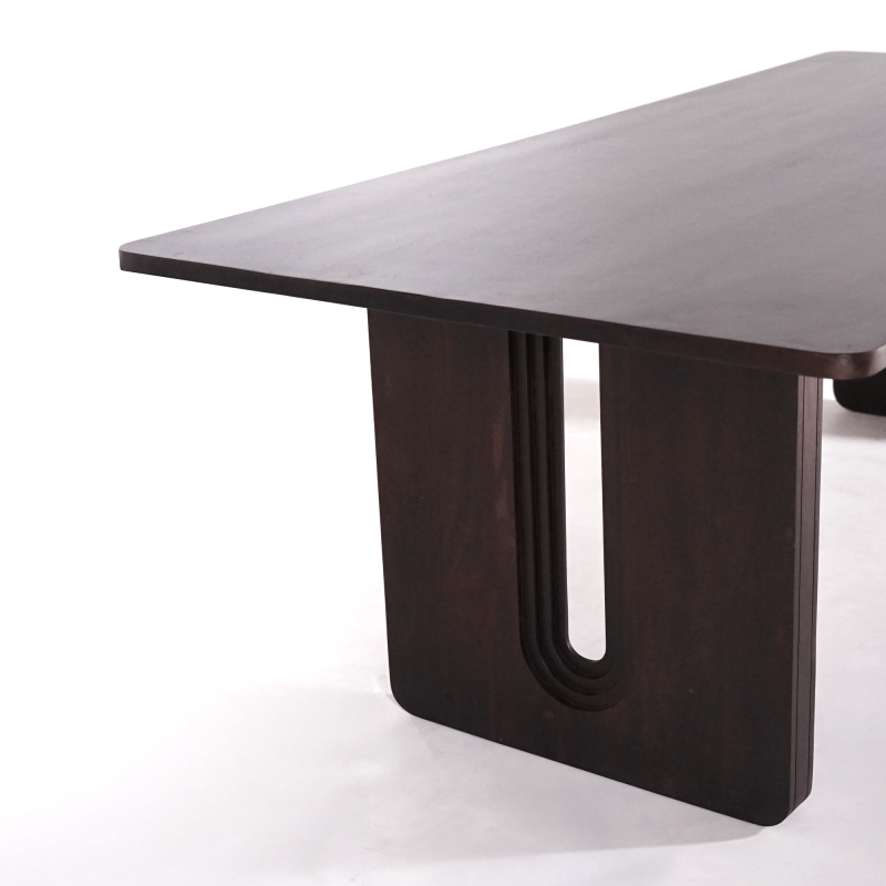 Table à manger en bois massif de manguier, finition marron intense - Noba