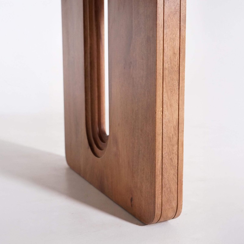 Table à manger en bois massif de manguier, finition brun naturel - Noba