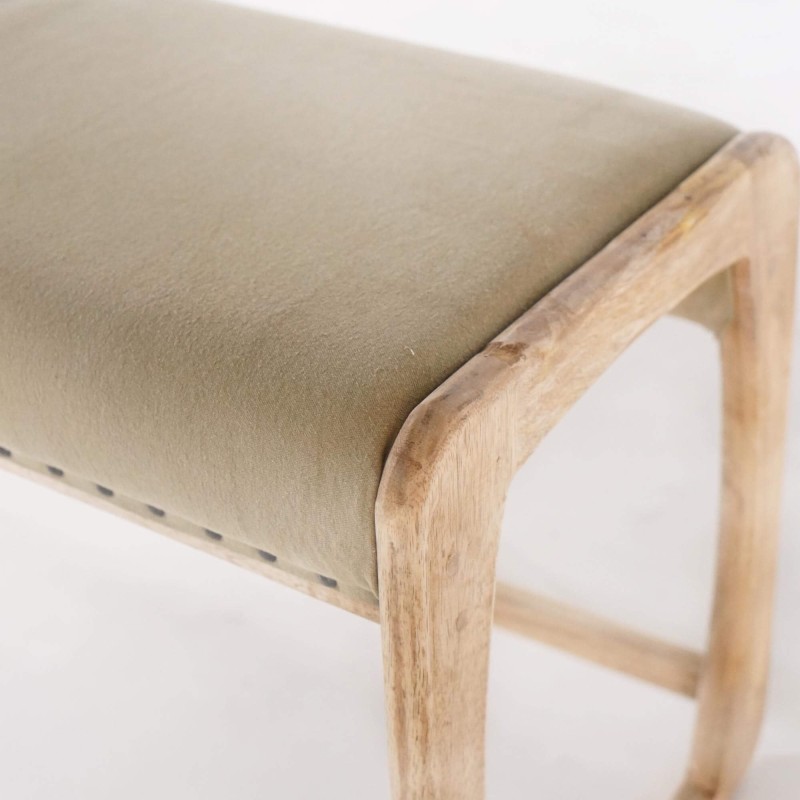 Banc en bois massif et tissu kaki - Soline