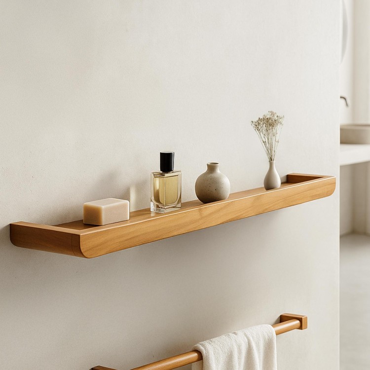 Etagère murale en bois de teck massif 120 cm