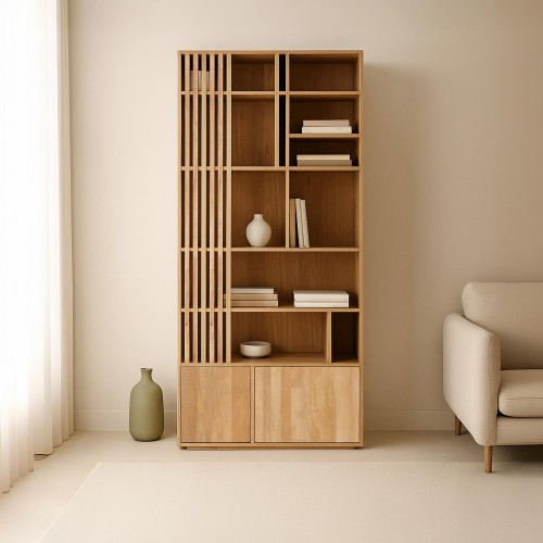 Bibliothèque étagère en bois de manguier - Linoa