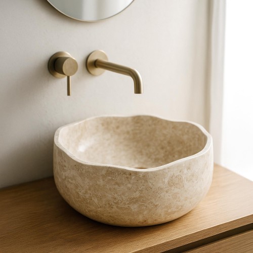 Vasque de salle bain à poser en pierre - Flower