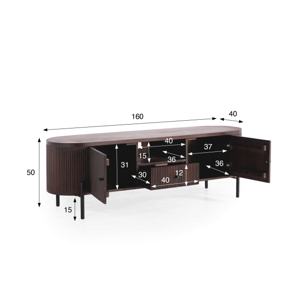 Meuble TV 160 cm en bois de manguier - Sohana