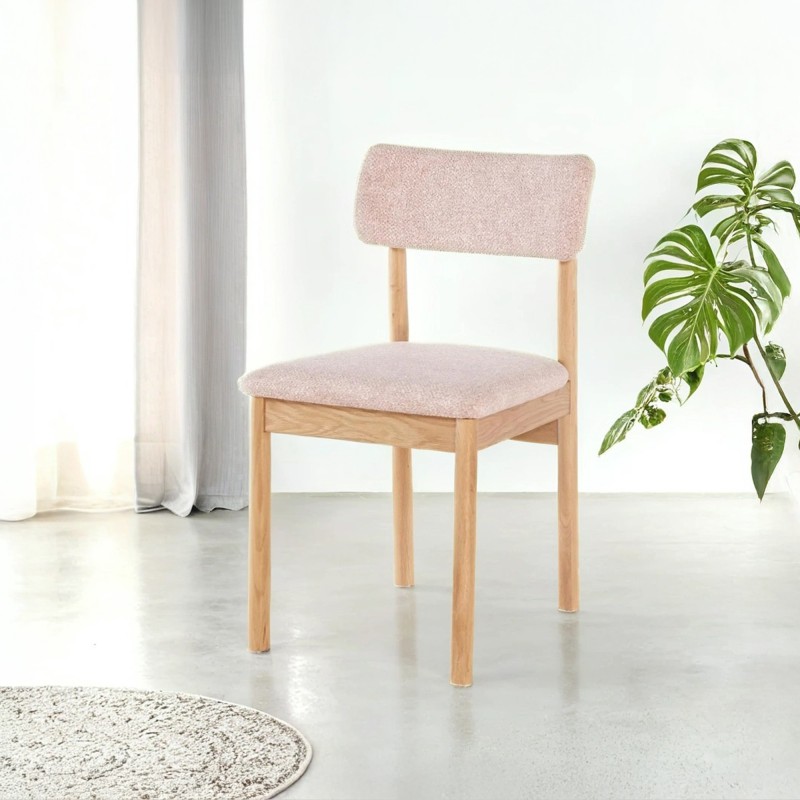 Chaise de salle à manger en chêne et tissu - Canora