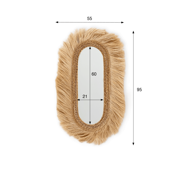 Miroir en fibres naturelles style bohème - Ina