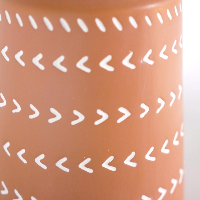 Lampe artisanale en céramique terracotta – motif ethnique peint à la main - Zahara