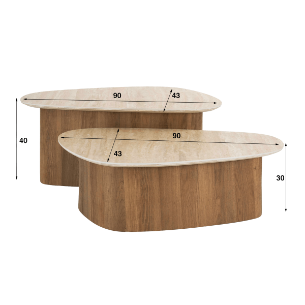 Table de salon design en céramique travertin (lot de 2) - Tavola