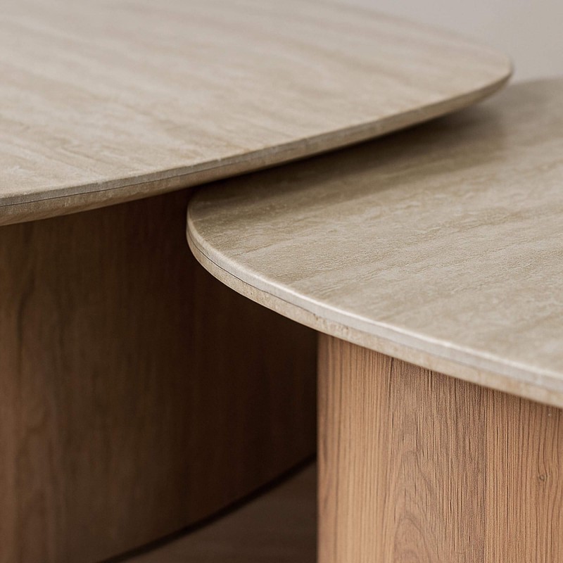 Table basse contemporaine en céramique travertin (lot de 2) - Tavola