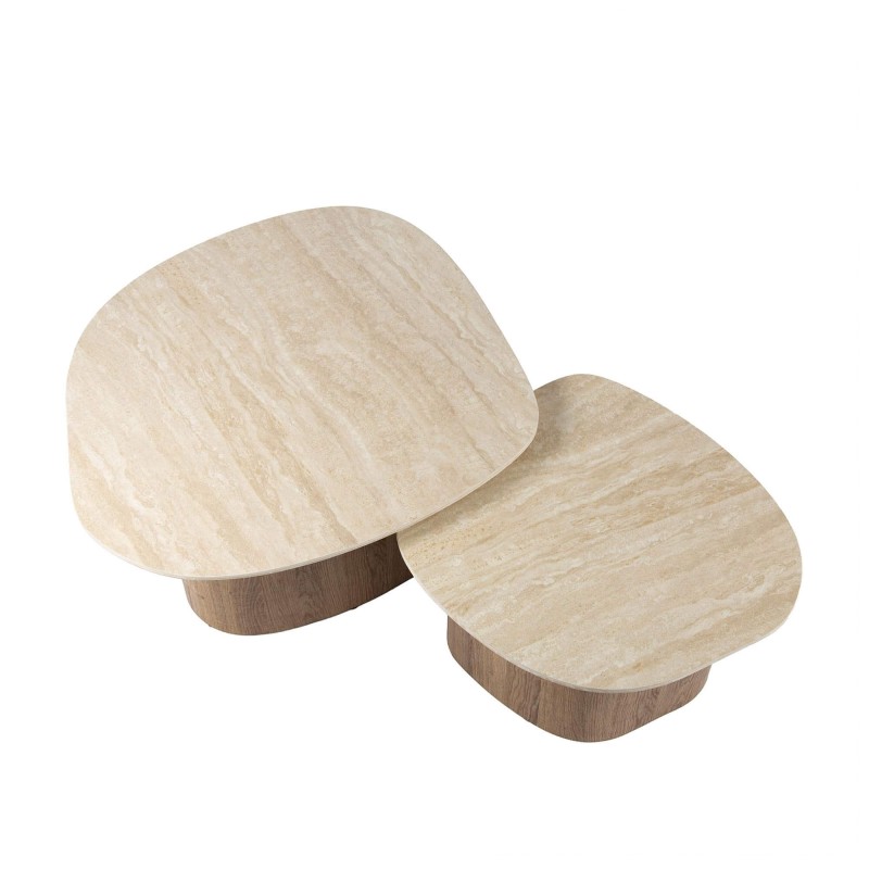 Table basse contemporaine en céramique travertin (lot de 2) - Tavola
