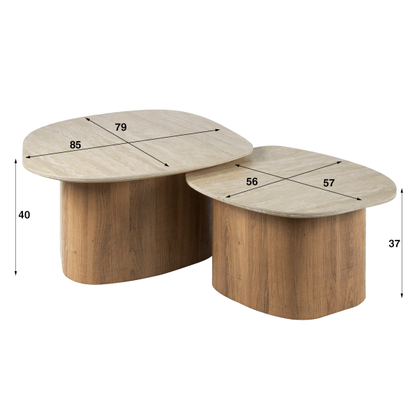 Table basse contemporaine en céramique travertin (lot de 2) - Tavola