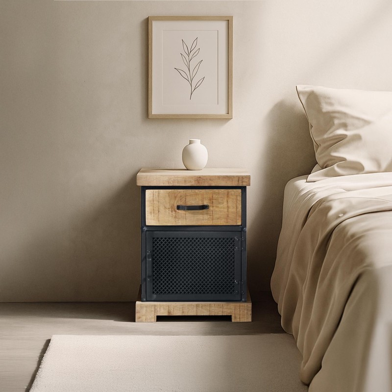 Table de nuit en bois et métal - Cambridge