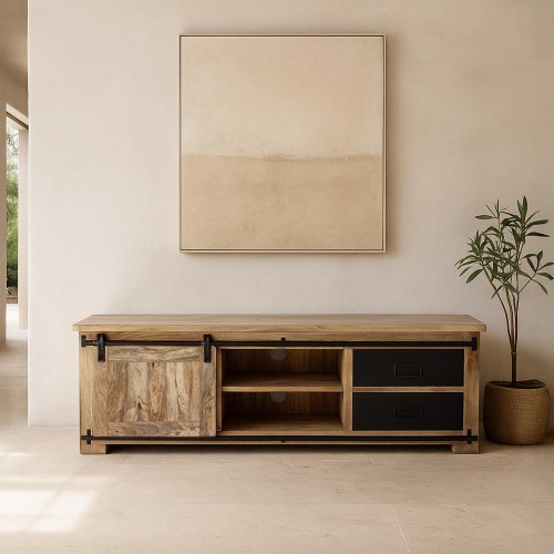Meuble TV industriel bois et métal 160 cm - Paris