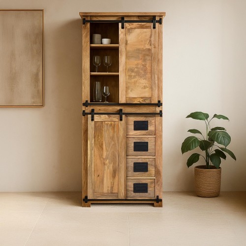 Armoire buffet bois massif et métal - Paris