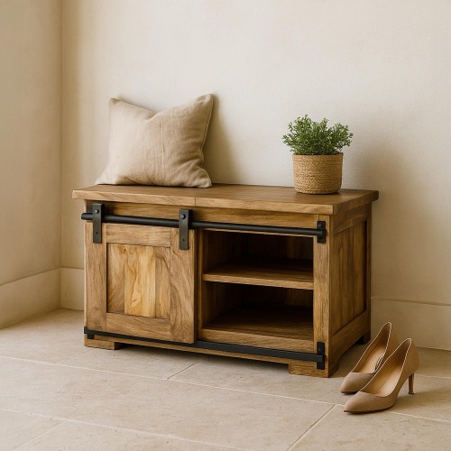 Banc coffre en bois massif - Paris