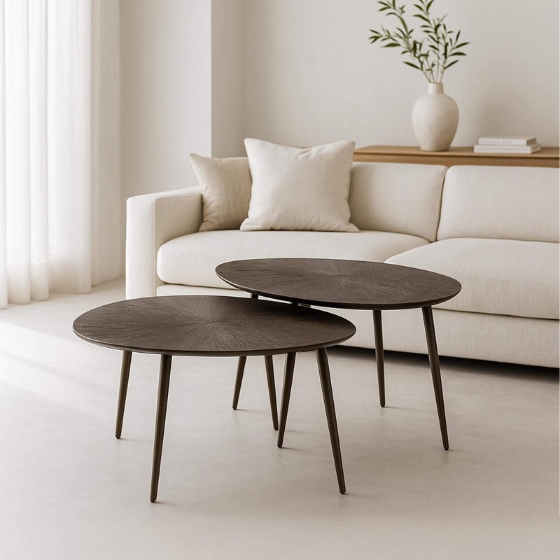 Table basse en métal couleur bronze (lot de 2) - Nesso