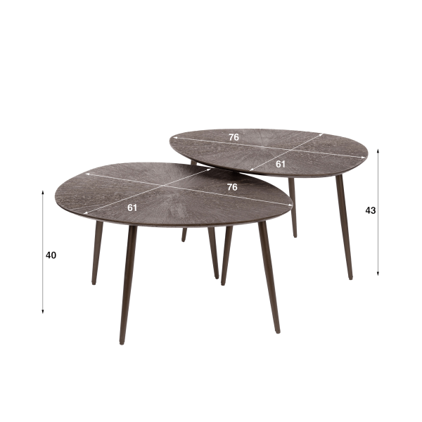 Table basse en métal couleur bronze (lot de 2) - Nesso